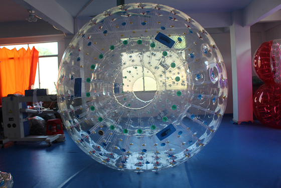 China Aufblasbarer Zorb Ball transparenter blauer Griff PVCs, 3m x 2m riesiger Hamster-Ball Durchmessers fournisseur